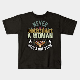 Never Underestimate A Woman With A Cue Stick Kids T-Shirt